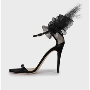 Valentino Black Suede Bow Stiletto Sandals Size 39